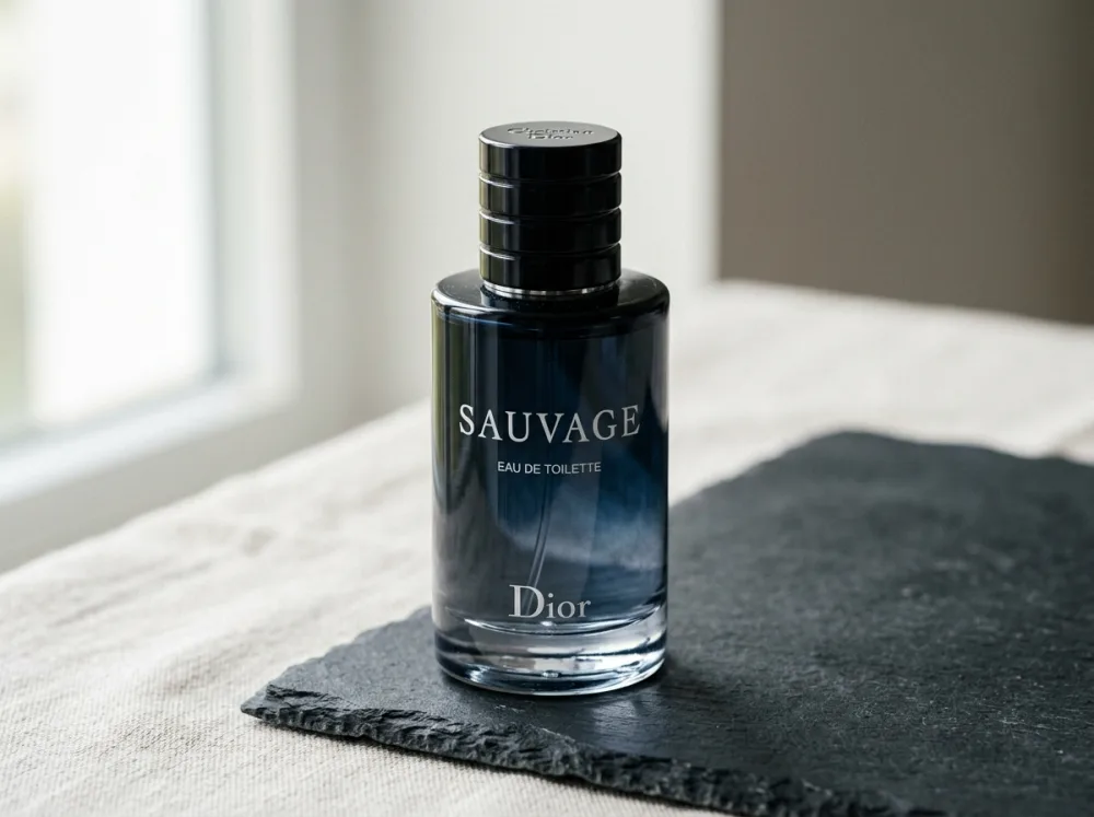Frasco oficial do perfume Dior Sauvage EDT para teste de fixação e projeção no calor