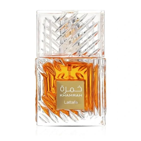 Frasco oficial de Khamrah Lattafa Eau de Parfum analisado em auditoria de compra e fixação real no clima brasileiro