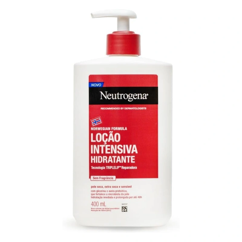 Neutrogena Norwegian Formula Sem Fragrância 400ml: hidratante sem cheiro que vale a pena para pele seca e aumenta a fixação na pele.
