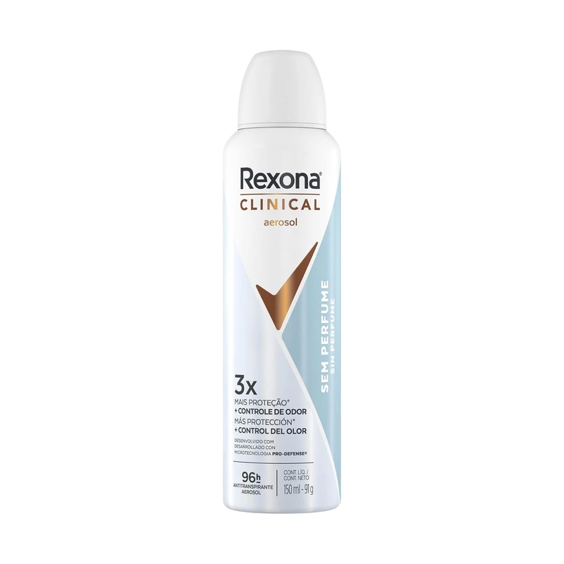 Rexona Clinical Sem Perfume 150ml como melhor desodorante sem perfume: vale a pena contra suor forte e preserva a fixação na pele do perfume.
