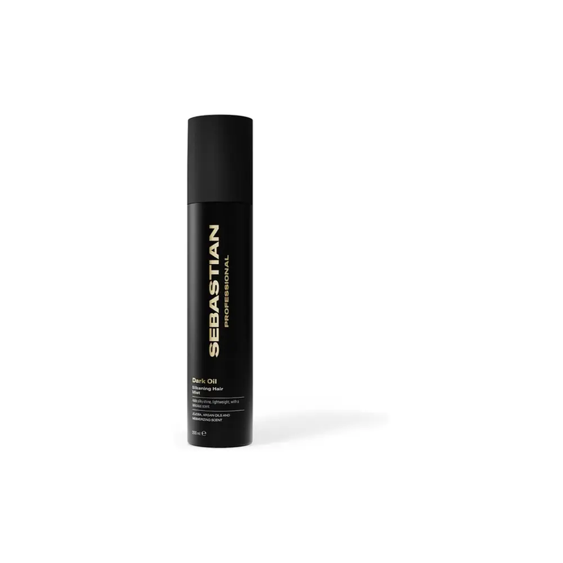Sebastian Dark Oil Mist 200ml: spray de salão que vale a pena pelo toque sedoso, projeção elegante e fixação nos fios.